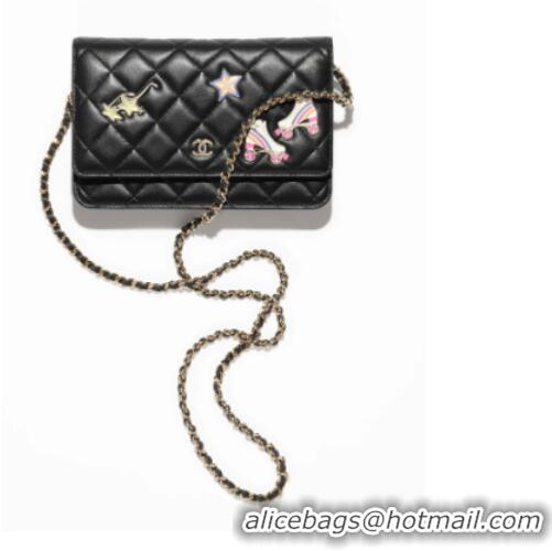 Top Design Chanel CLASSIC WALLET ON CHAIN AP0250 Black