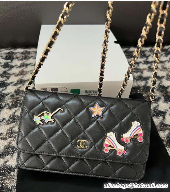 Top Design Chanel CLASSIC WALLET ON CHAIN AP0250 Black