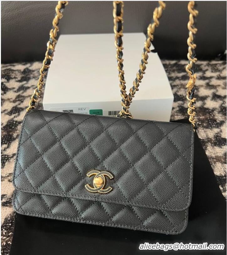 Famous Brand Chanel WALLET ON CHAIN AP3580 Black