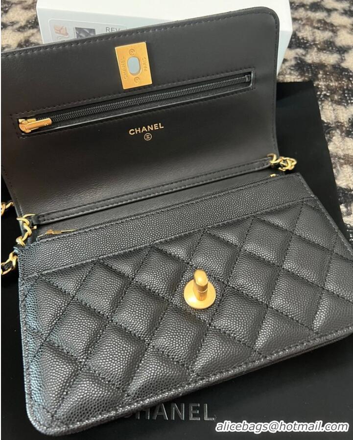 Famous Brand Chanel WALLET ON CHAIN AP3580 Black