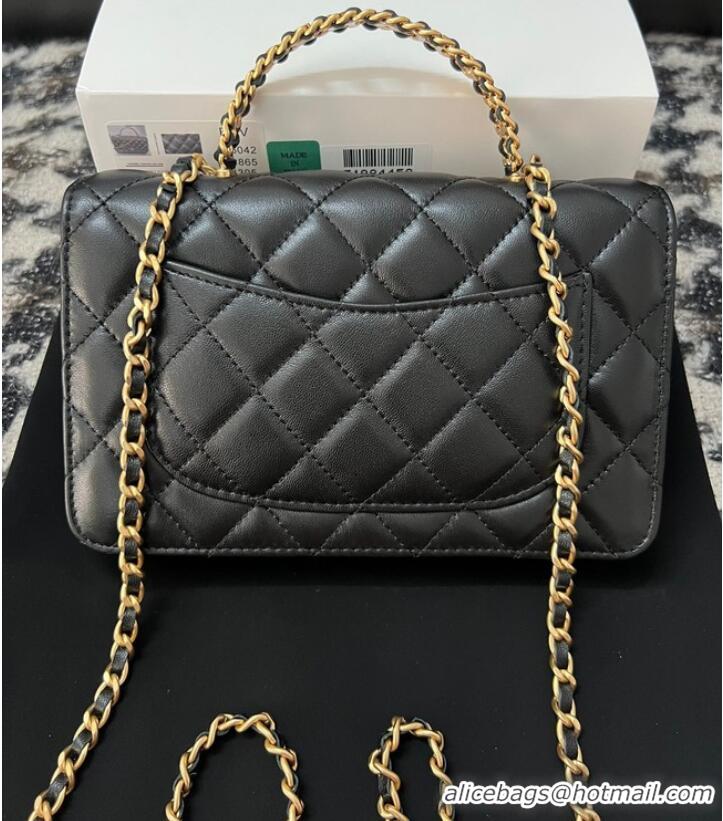 Super Quality Chanel FLAP PHONE HOLDER WITH CHAIN AP3575 Black