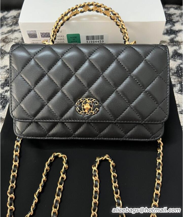 Super Quality Chanel FLAP PHONE HOLDER WITH CHAIN AP3575 Black