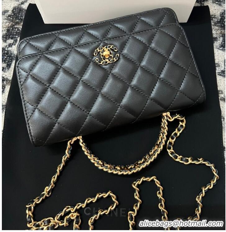 Super Quality Chanel FLAP PHONE HOLDER WITH CHAIN AP3575 Black