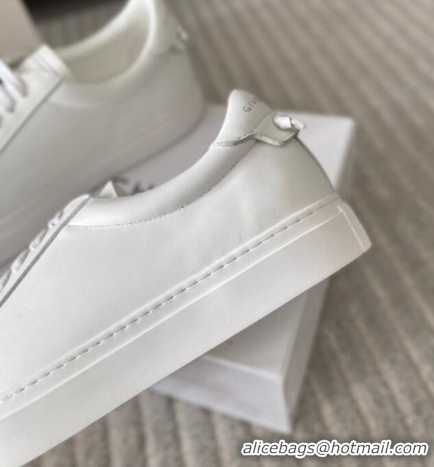 Sophisticated Givenchy City Sport Sneakers in Smooth Leather with Logo Tab All White 401052