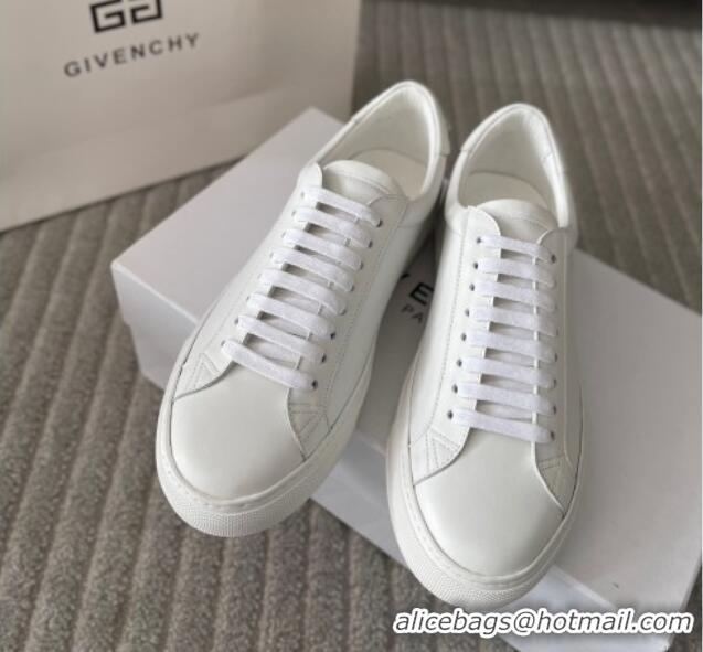 Sophisticated Givenchy City Sport Sneakers in Smooth Leather with Logo Tab All White 401052