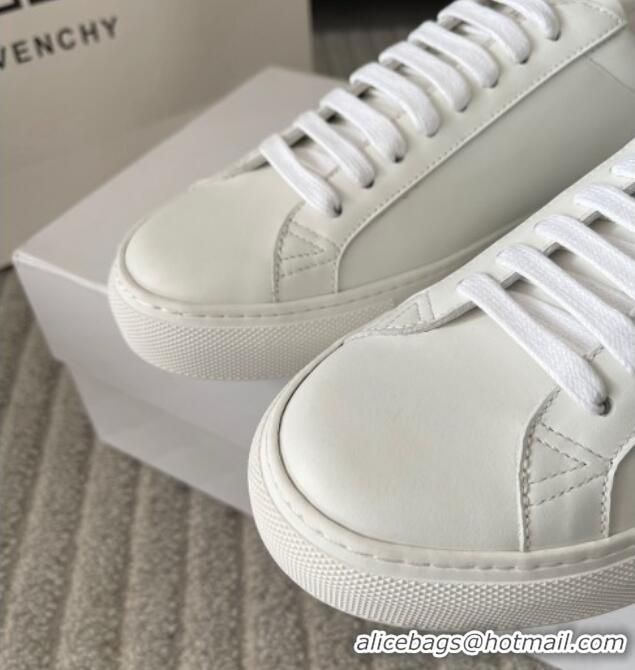 Sophisticated Givenchy City Sport Sneakers in Smooth Leather with Logo Tab All White 401052