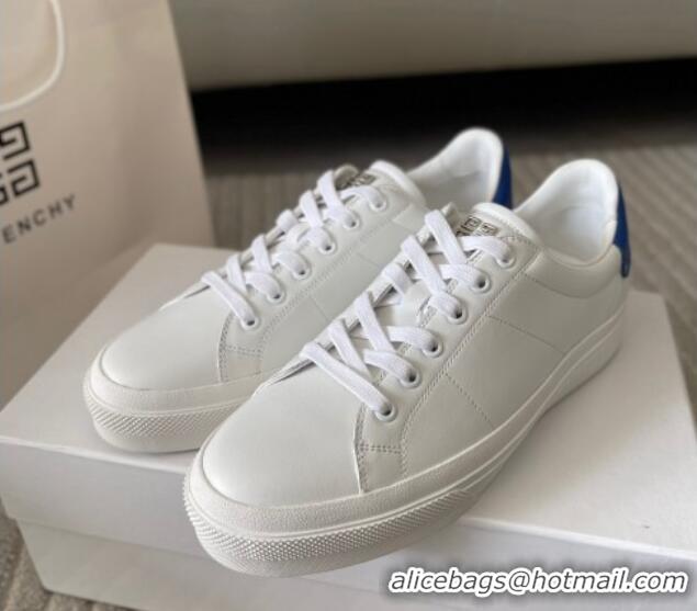 Good Looking Givenchy City Sport Sneakers in Leather with Logo Tab White/Blue 401045