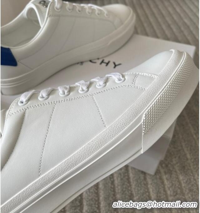 Good Looking Givenchy City Sport Sneakers in Leather with Logo Tab White/Blue 401045