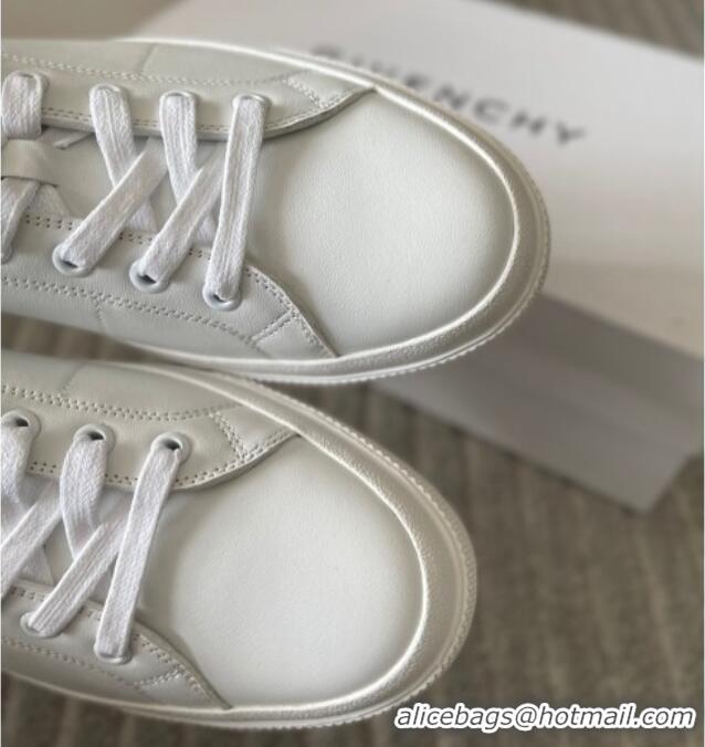 Good Looking Givenchy City Sport Sneakers in Leather with Logo Tab White/Blue 401045