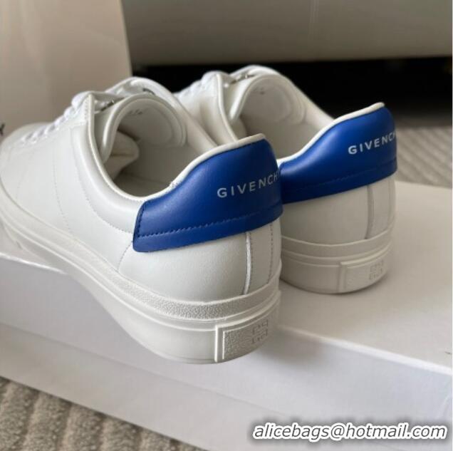 Good Looking Givenchy City Sport Sneakers in Leather with Logo Tab White/Blue 401045