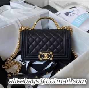 Well Crafted Chanel Le Boy 23 Flap Bag Original Caviar Leather A94805 Black & Gold-Tone