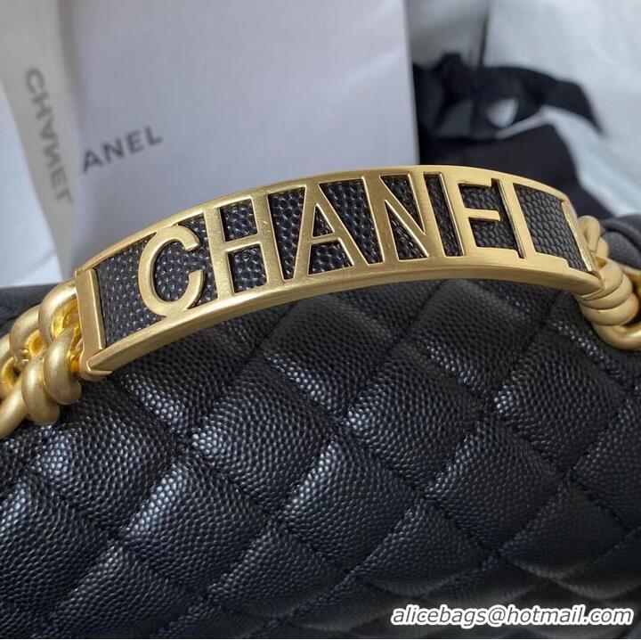 Well Crafted Chanel Le Boy 23 Flap Bag Original Caviar Leather A94805 Black & Gold-Tone