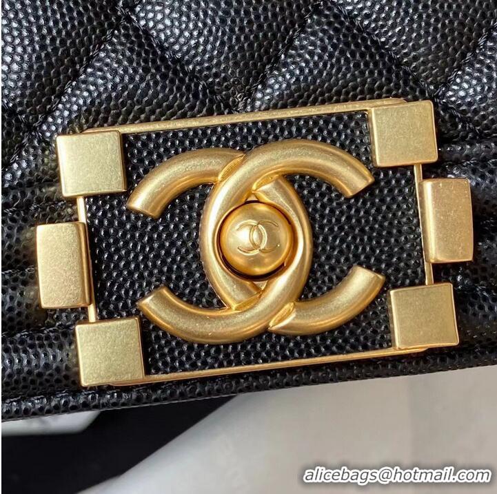 Well Crafted Chanel Le Boy 23 Flap Bag Original Caviar Leather A94805 Black & Gold-Tone