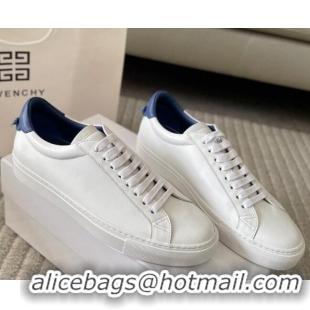 Charming Givenchy City Sport Sneakers in Smooth Leather with Logo Tab White/Blue 401046