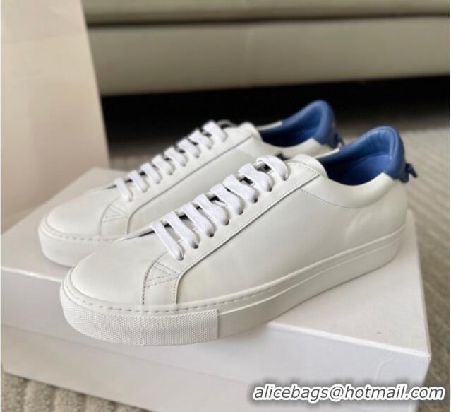 Charming Givenchy City Sport Sneakers in Smooth Leather with Logo Tab White/Blue 401046