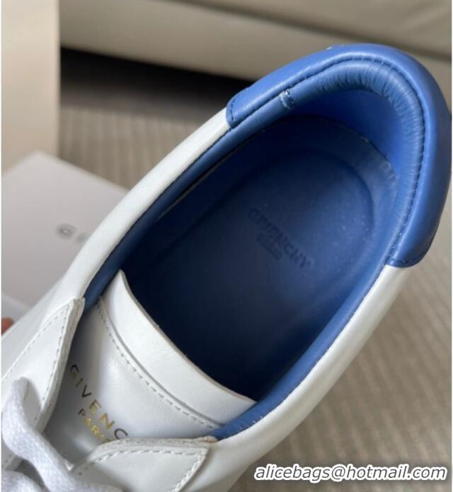 Charming Givenchy City Sport Sneakers in Smooth Leather with Logo Tab White/Blue 401046