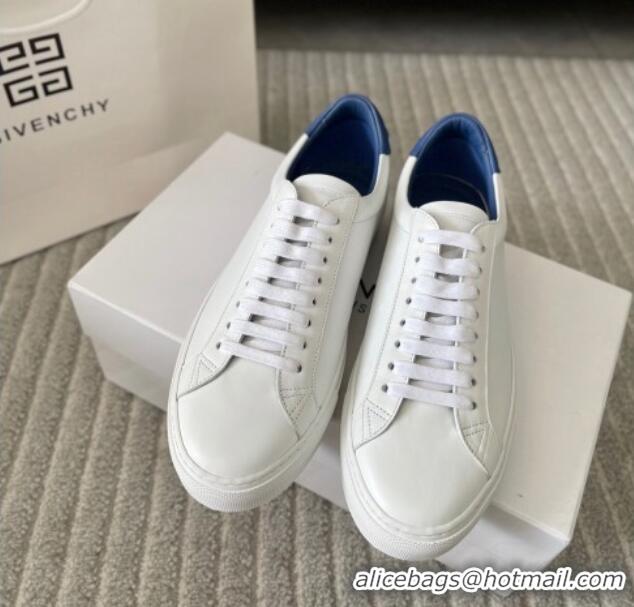 Charming Givenchy City Sport Sneakers in Smooth Leather with Logo Tab White/Blue 401046