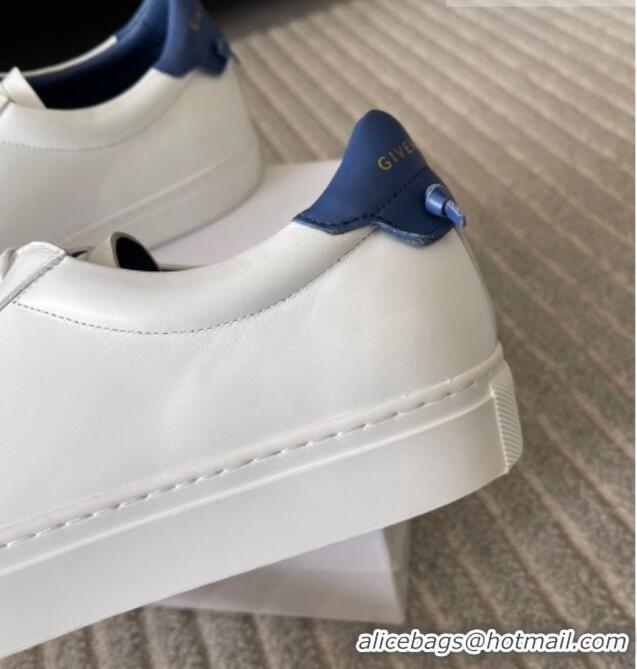 Charming Givenchy City Sport Sneakers in Smooth Leather with Logo Tab White/Blue 401046