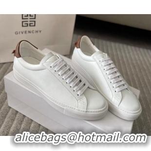 Best Product Givenchy City Sport Sneakers in Smooth Leather with Logo Tab White/Brown 401049