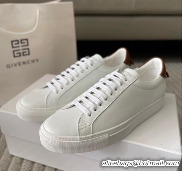 Best Product Givenchy City Sport Sneakers in Smooth Leather with Logo Tab White/Brown 401049