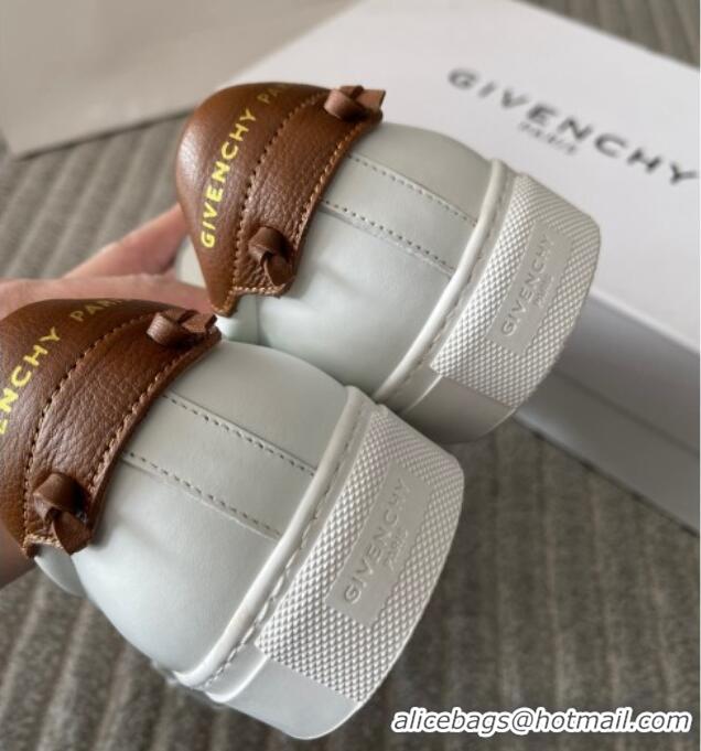 Best Product Givenchy City Sport Sneakers in Smooth Leather with Logo Tab White/Brown 401049