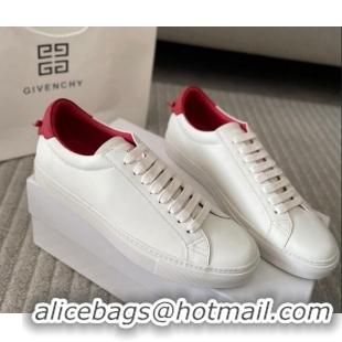 Hot Style Givenchy City Sport Sneakers in Smooth Leather with Logo Tab White/Red 401050