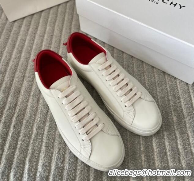 Hot Style Givenchy City Sport Sneakers in Smooth Leather with Logo Tab White/Red 401050