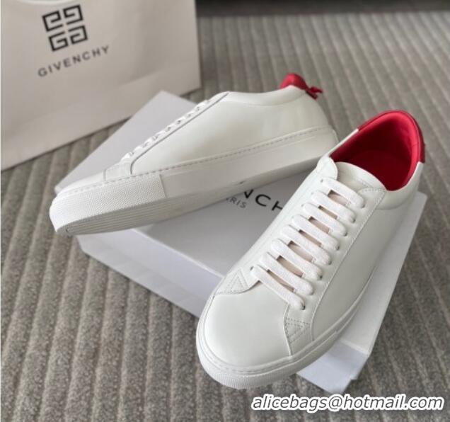 Hot Style Givenchy City Sport Sneakers in Smooth Leather with Logo Tab White/Red 401050