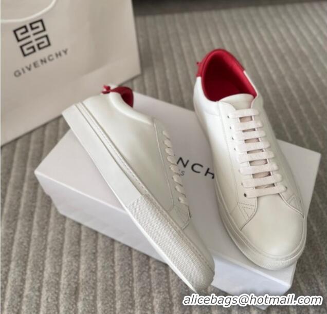 Hot Style Givenchy City Sport Sneakers in Smooth Leather with Logo Tab White/Red 401050