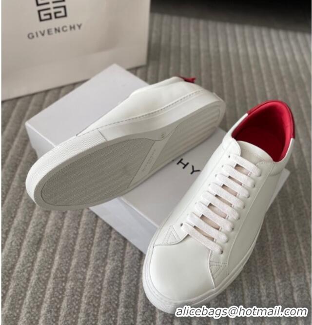 Hot Style Givenchy City Sport Sneakers in Smooth Leather with Logo Tab White/Red 401050