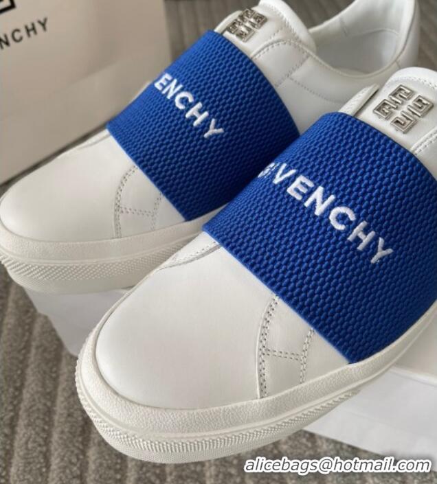 Popular Style Givenchy City Sport Sneakers in Leather with Givenchy Strap White/Blue 401054