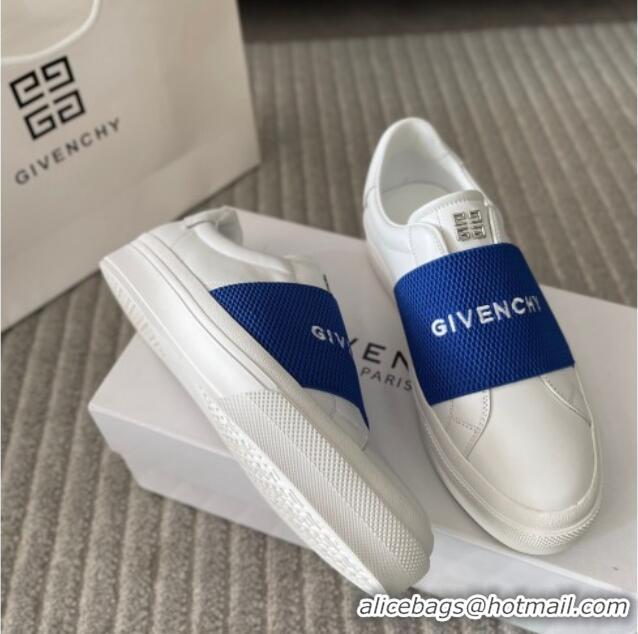 Popular Style Givenchy City Sport Sneakers in Leather with Givenchy Strap White/Blue 401054