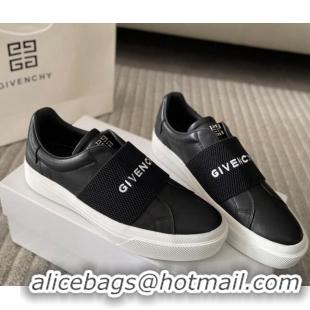 Luxury Cheap Givenchy City Sport Sneakers in Leather with Givenchy Strap Black 401055