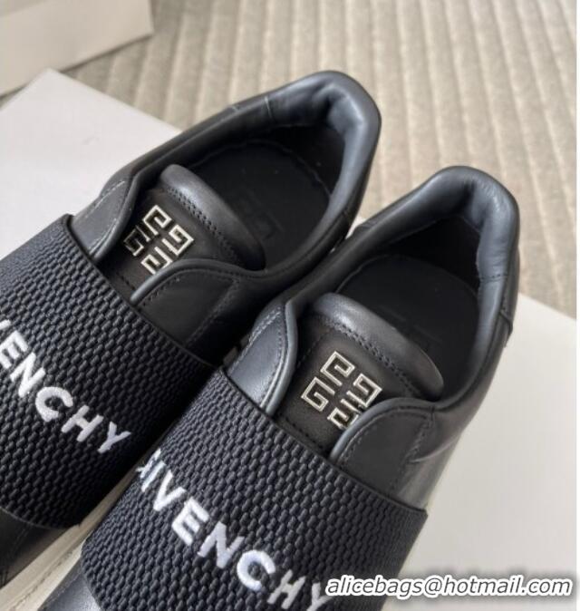 Luxury Cheap Givenchy City Sport Sneakers in Leather with Givenchy Strap Black 401055