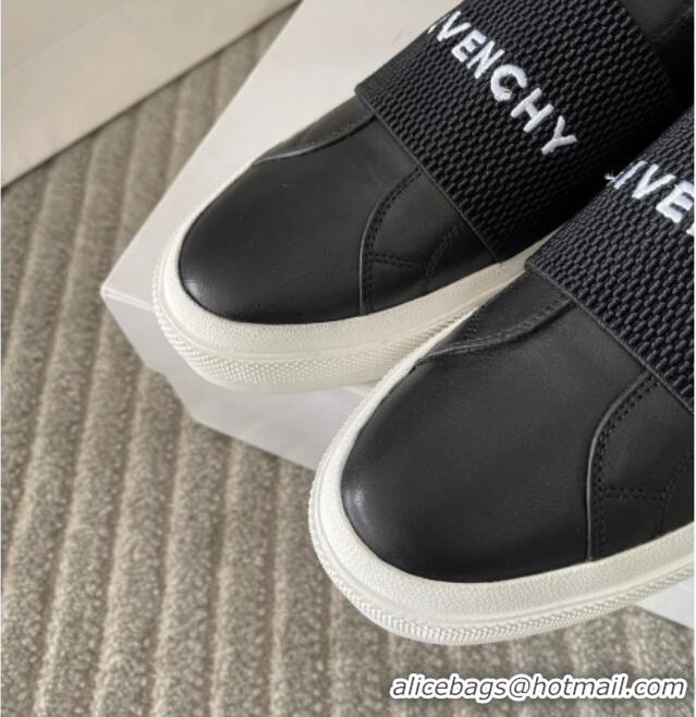 Luxury Cheap Givenchy City Sport Sneakers in Leather with Givenchy Strap Black 401055