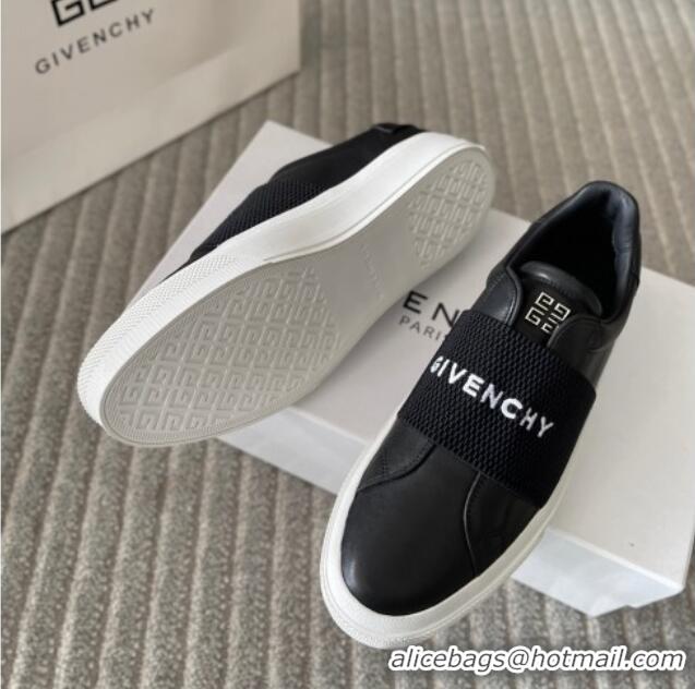 Luxury Cheap Givenchy City Sport Sneakers in Leather with Givenchy Strap Black 401055