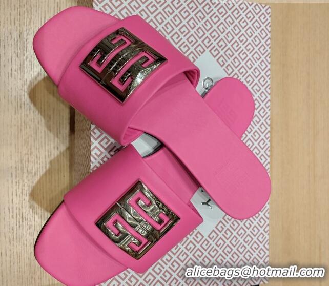 Big Discount Givenchy 4G Leather Flat Slide Sandals Pink 703132