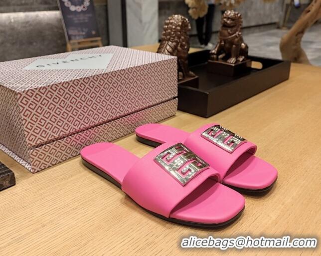 Big Discount Givenchy 4G Leather Flat Slide Sandals Pink 703132