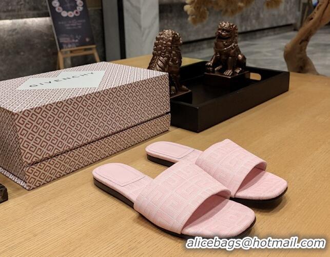 Unique Style Givenchy 4G Canvas Flat Slide Sandals Light Pink 703137