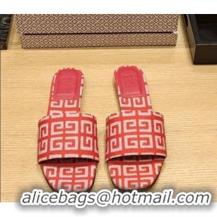 Good Product Givenchy 4G Canvas Flat Slide Sandals Red 703138