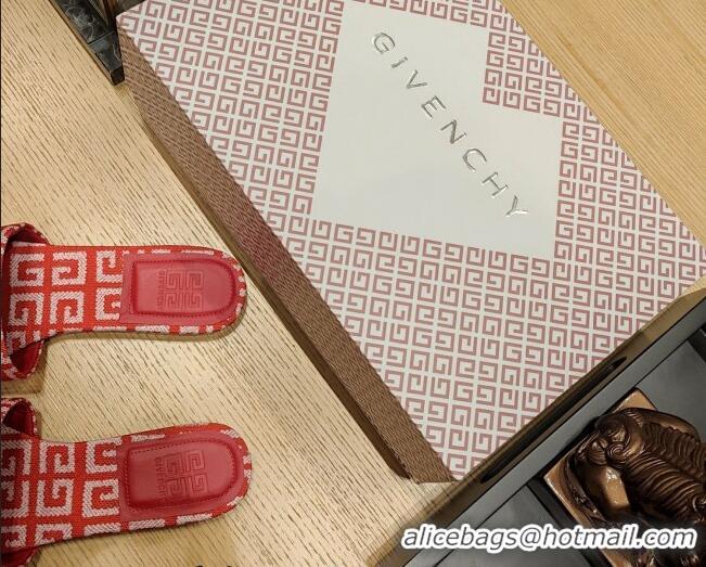 Good Product Givenchy 4G Canvas Flat Slide Sandals Red 703138