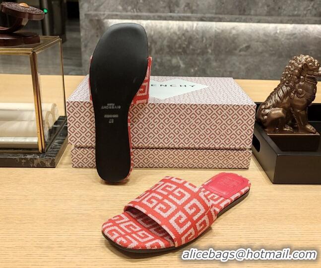 Good Product Givenchy 4G Canvas Flat Slide Sandals Red 703138