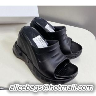 Top Grade Givenchy Marshmallow Wedge Sandals 10cm in Rubber Black 704001