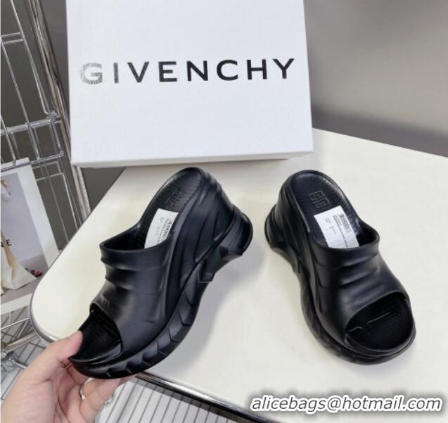 Top Grade Givenchy Marshmallow Wedge Sandals 10cm in Rubber Black 704001