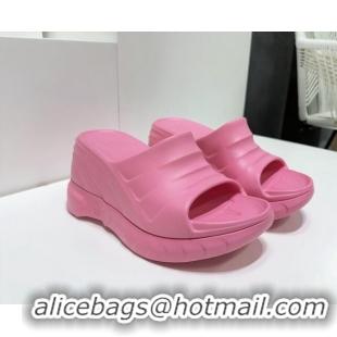 Popular Style Givenchy Marshmallow Wedge Sandals 10cm in Rubber Light Pink 704004