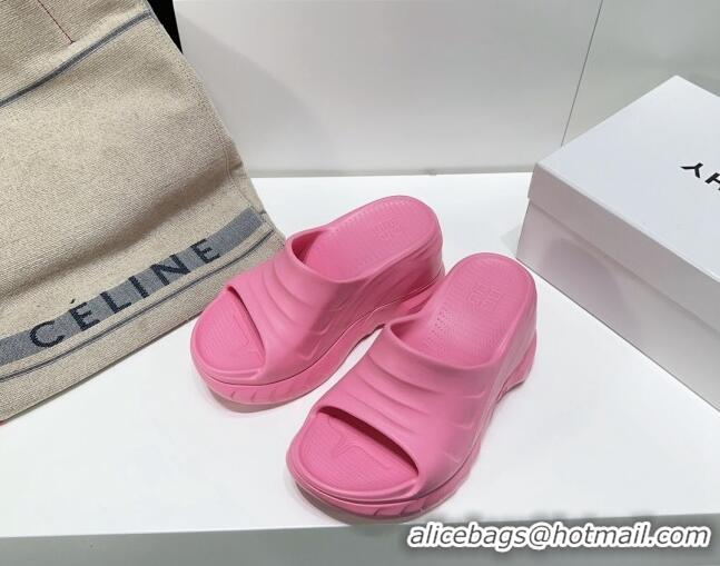 Popular Style Givenchy Marshmallow Wedge Sandals 10cm in Rubber Light Pink 704004