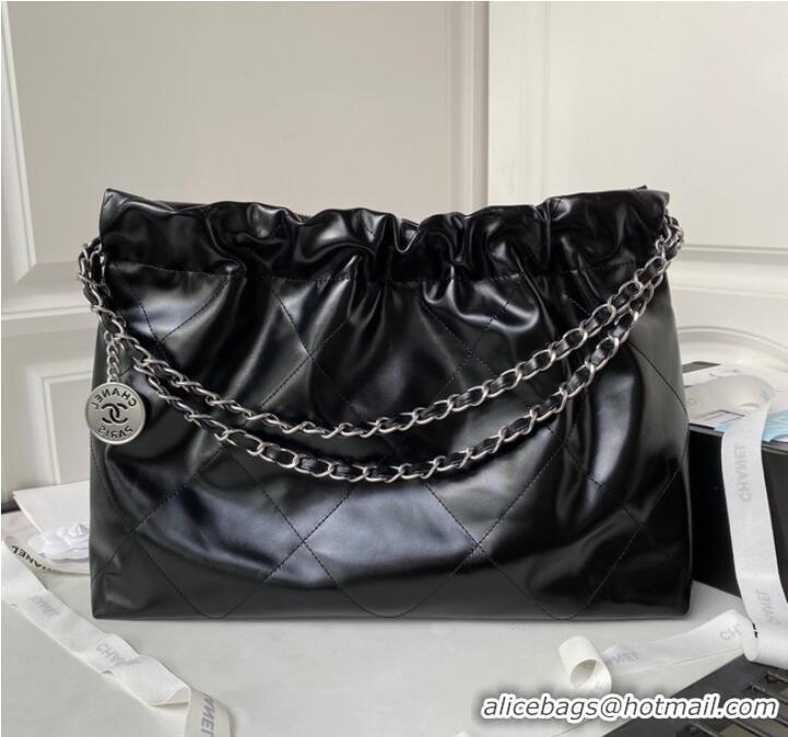 Famous Brand CHANEL 22 HANDBAG Calfskin & Guns-Tone Metal AS3261 Black