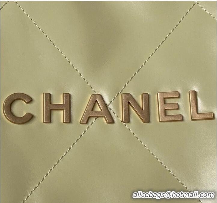 Grade Design CHANEL 22 HANDBAG Calfskin & Gold-Tone Metal AS3261 light yellow