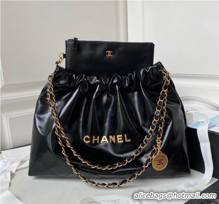 Top Quality CHANEL 22 HANDBAG Calfskin & Gold-Tone Metal AS3261 Black