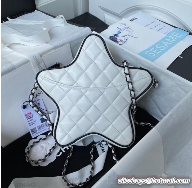 Best Price CHANEL STAR HANDBAG AS4579 & Guns-Tone Metal white